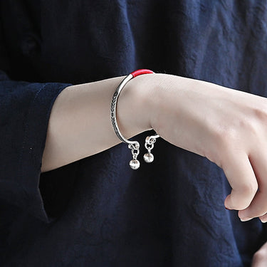 Ethnic Thai Silver Darling ANGEL Double Bell Bangle